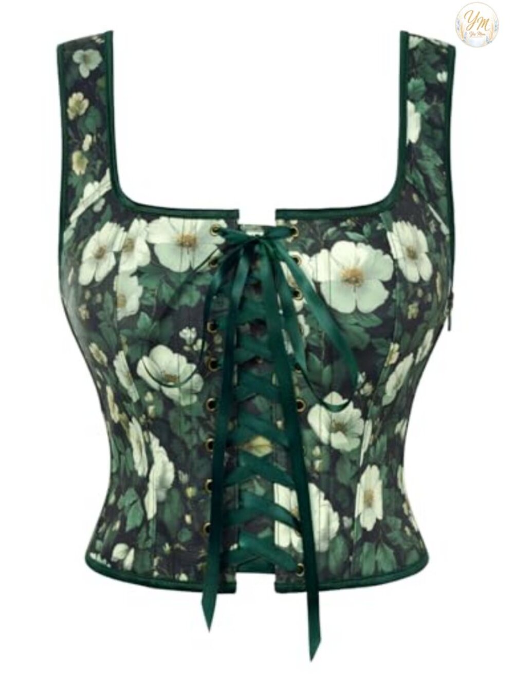 Floral Renaissance Corset Top Steel Boned Lace-Up Bustier